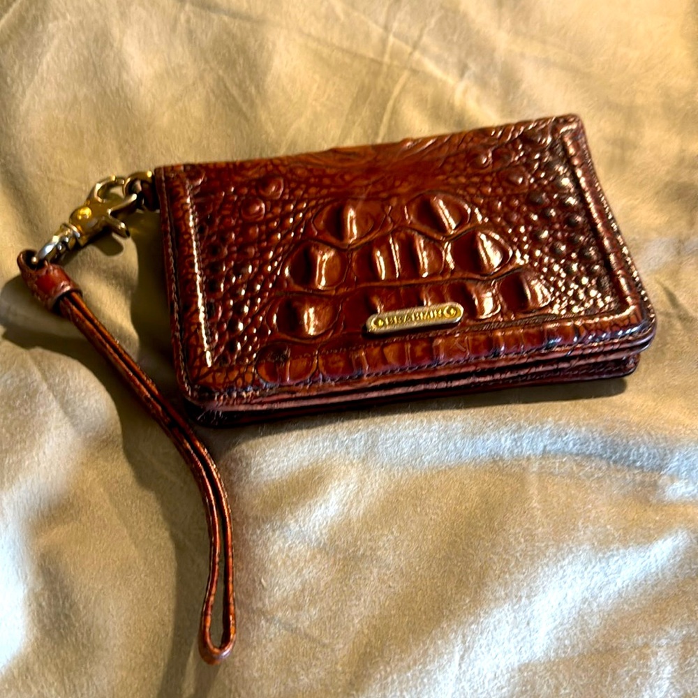 Brahmin Tan Crocodile Embossed Clutch